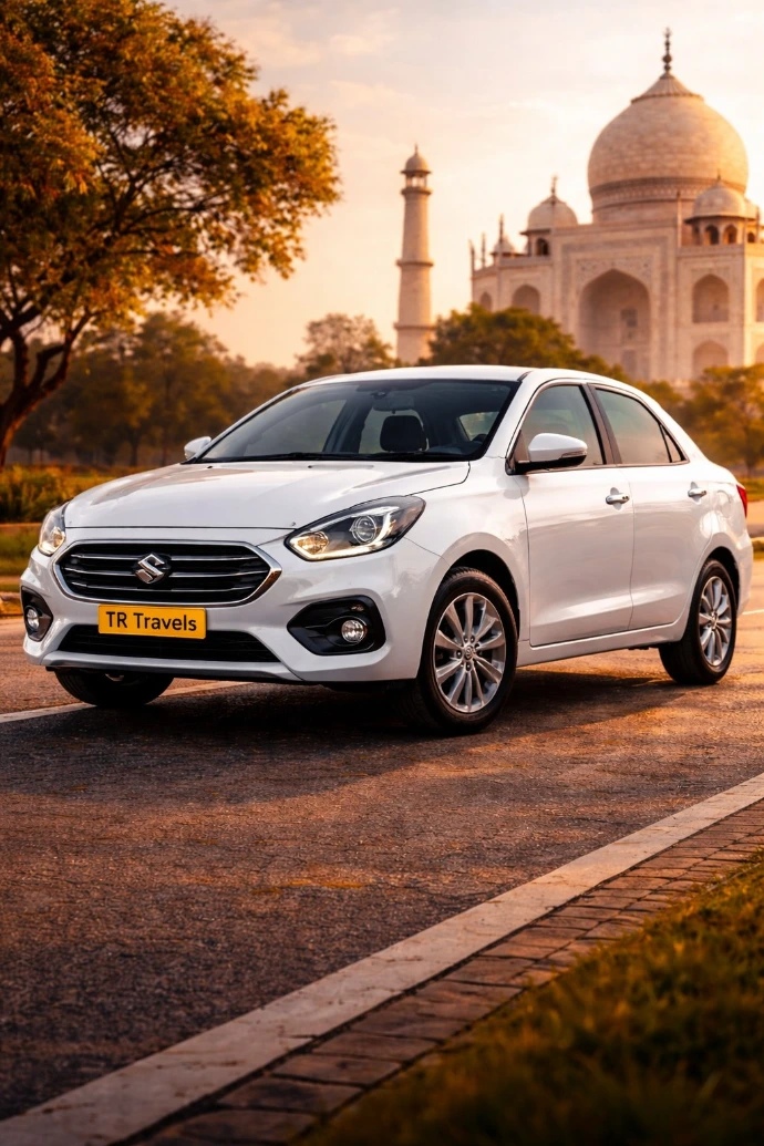 Clean taxi car for local and outstation travel in Agra